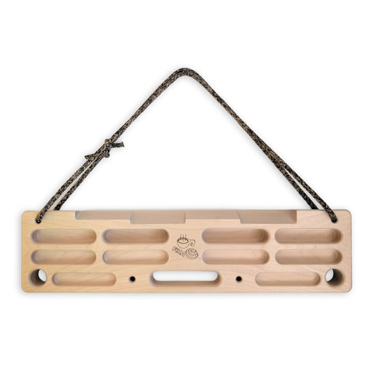 FIKA Vetelängd wooden hangboard with rope birch wood white background